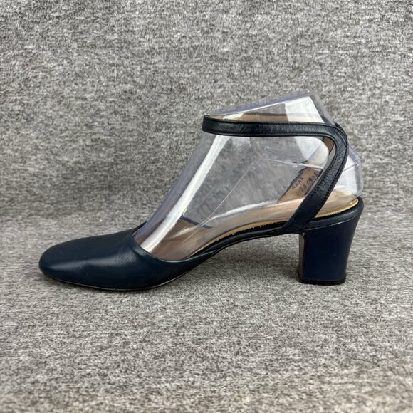 ✅VTG Fashion Craft Heels Womens 7.5 2A/4A Blue Leather Ankle Strap✅Nostalgia USA - Picture 13 of 14